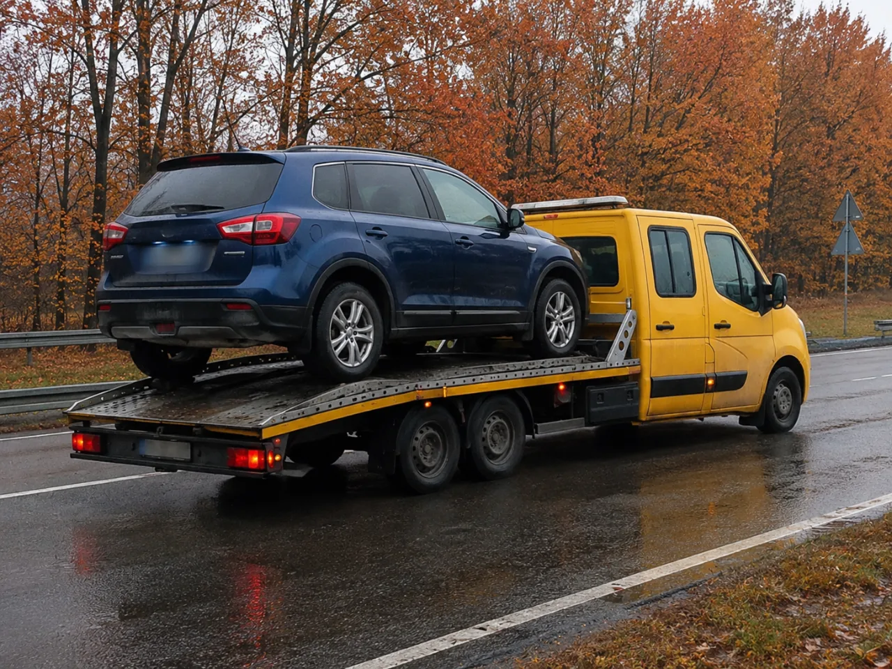 Transport SUV-a na lawecie jesienią – BANIK-HOL Łomża